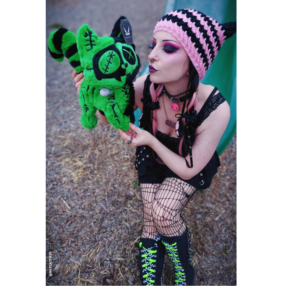 Vampire Freaks - Rainbow Skelekitty Plüschtier - Schwarz/Regenbogen